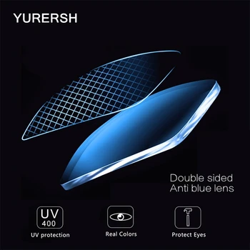 YURERSH Anti Blue Ray Objektív 1.56 1.61 1.67 Žiadna Farba Pozadia Predpis Obojstrannej Anti-Modrá Počítač Okuliare, Šošovky Oči Y44