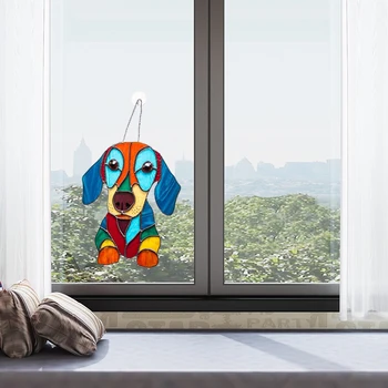 Vitráže psa okenné dekorácie-Nepozerať Psa vitráže slnečná clona, okenné dekorácie, domáce auto okno dekorácie