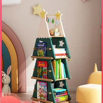 360-Stupňové Otáčanie detské Knihovníčky Študent Skrinka študovňu Úložný Stojan na Vianočný Stromček Poschodí Dieťa Regál