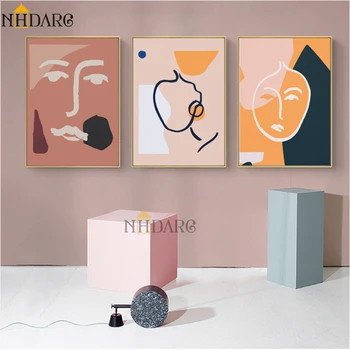 Matisse Abstraktné Farebné Blok Riadkov Tvár Plátno Tlačiť Maľovanie Plagátu Na Stenu Obrázky Umenie Obývacia Izba Interiéru, Domáce Dekorácie
