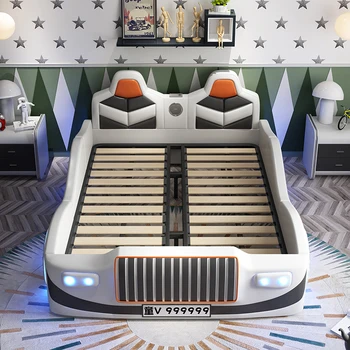 Masívneho dreva deti, a to posteľ, 1,5 m tvorivého chlapca izba, auto posteľ, kreslené s zábradlie, jedna osoba, ktorá športové auto kožené postele