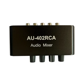 AU-402RCA Audio Mixer Signál Výber Switcher RCA, Ovládanie Hlasitosti Slúchadiel Zosilňovač 4 V 2 Z