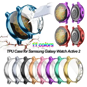 Puzdro pre Samsung Galaxy Sledovať Aktívny 2 44 mm 40 mm Plné Pokrytie Nárazníka Prípade Electroplate TPU Ochranný Kryt Screen Protector