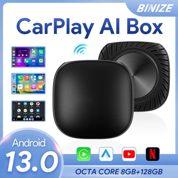 Binize CarPlay Ai Box Android 13.0 Bezdrôtový Carplay Android Auto Qualcomm 6125 8-Core 8G+128G Pre Netflix YouTube 4G LTE GPS