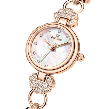 Mark Fairwhale Rose Gold Quartz Hodinky Dámy Fritillary Luxury Diamond Dial Módne vydlabaných Ženy Sledovať reloj mujer 3320