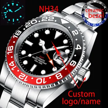 40 mm Corgeut Nové Luxusné Mechanické Náramkové hodinky Sterilné Dial NH34 GMT Sledovať Top Značky Zafírové Sklo Muži Hodinky reloj hombre