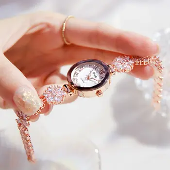 Ženské náramok, hodinky, Diamantové Hodinky Ženy Zápästie Módne Dámske Hodinky Quartz Drahokamu dekorácie Hodiny Montre Femme