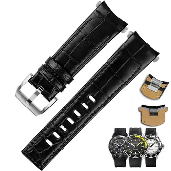 Krokodílej kože watchband pre IWC morských chronometra série Aquatimer potápanie iw376803 kožené hodinky remienok 22 mm mužov náramok