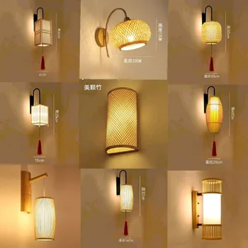 Japonský bambusu nástenné svietidlo spálňa posteli chodby, schodisko denník led lampa nová Čínska creative Zen hotel nástenné svietidlo