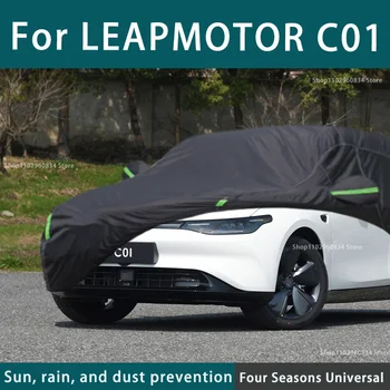 Pre Leapmotor C01 210T Full Auto Zahŕňa Vonkajšie Uv Ochranu pred Slnkom Prach, Dážď, Sneh Ochranné Auto Kryt Auto Čiernym Krytom