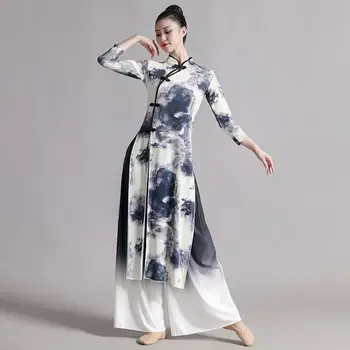 2023 vietnam aodai cheongsam lepšiu fáze výkonu šaty dlhé ľudový tanec orientu ao dai šaty žien elegantné oblečenie