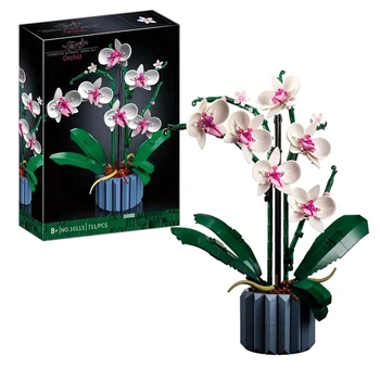 Moc Kyticu Orchideí blok kvet Succulents Črepníkové Stavebné Bloky vhodné pre 10311 Romantická Súprava Budovy Montáž Hračky dievča, darček