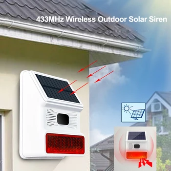 ACJ Nové Bezdrôtové 433MHZ Solárne Zvuk, svetlo, Blesk Alarm Vonkajší Alarm Horn pre Domáce Zlodej, Wifi, GSM Domov Bezpečnostný Alarm Systém