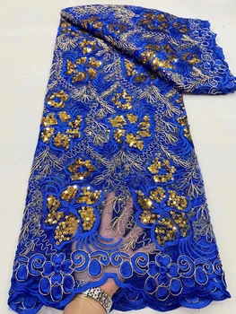 NDPN245 Kráľovská modrá Afriky čistý čipky textílie s flitrami,dobre vyzerajúci, vyšívané francúzsky tylu čipky pre party & svadobné šaty