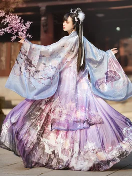 Fialová Čínskej Tradičnej Hanfu Kostým Žena Dávnych Víla Šaty Lady Elegance Dynastie Han Cosplay Oblečenie Fáze
