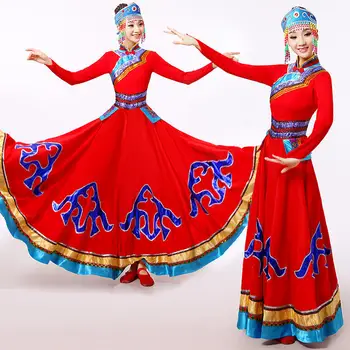 Nové ruských Ľudových Tanečných Kostýmov, dámske Svetlé Červené Dance Sukne Pre Etnické Menšiny, Ženy Živé Tanečné Šaty