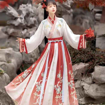 Čínske Tradičné Hanfu pre Ženy, Staré Šaty, Orientálne Princezná Šaty, Orientálny Tanec Nosenie, Modrého a Červeného, Tang