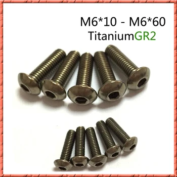 50pcs/veľa M6*L Čistého Titánu tlačidlo hlavu zásuvky skrutku zliatiny titánu malé skrutky GR2 ISO7380 M6*10/12/15-50/55/60