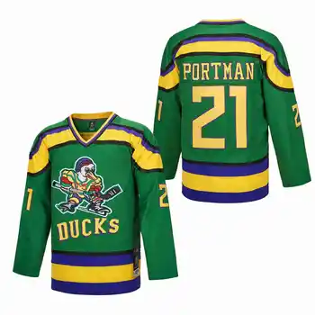 Hokejový Dres Mighty Ducks 21 Portman 96 Conway 66 Bombaja Vonkajšie Športové Dresy Šitie, Vyšívanie Zelená Čierna Biela
