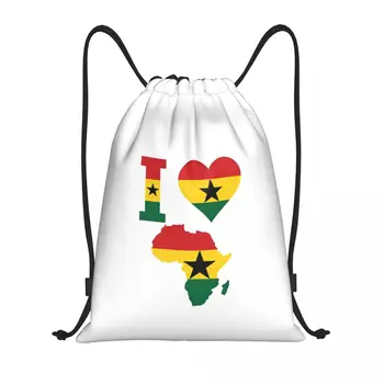 Som Rád, Ghana Vlajka Afrika Mapa Tričko Šnúrkou Tašky Tašky Jedinečný Šnúrkou Batoh Pohodlné Batoh Sranda Vtip