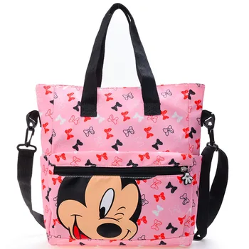 Disney Mickey Mouse Crossbody Taška pre Deti, Študentov Školy Tutoriál Plátno Tote Bag Veľkú Kapacitu Knihy Skladovanie Taška cez Rameno