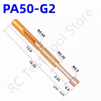 100KS PA50-G2 Jar Test Sonda PA50-G Test Pin Nástroj Testu 16.55 mm Dia0.68mm Zlatá Ihla Tip Dia 0,9 mm Pogo Pin P50-G P50-G2