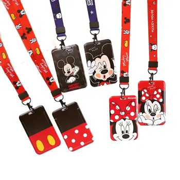 Disney Mickey ID Držiteľov Karty Laná Dievčatá Dvere Karty Prípade Visí Lano Odznak Držiak na Krk vizitku Malý Darček