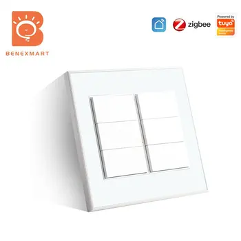 Benexmart Zigbee 6 Gangy Wall Light Switch Neutrálne Vyžaduje 4x4 Brazília Interruptor Tuya App Alexa Domovská stránka Google Ovládanie Hlasom