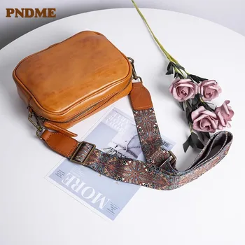 PNDME módne bežné luxusné originálne kožené ženy malé crossbody taška víkend vonkajšie dizajnér skutočné cowhide žena taška cez rameno