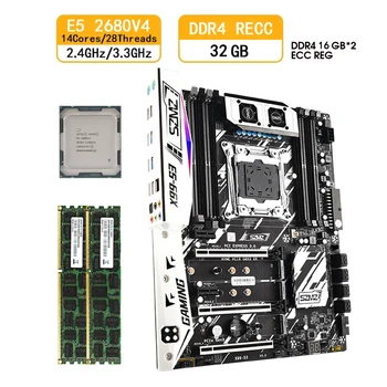 X99 Doska Set C5 2680 V4 Procesor LGA 2011-3 Auta S 2X16=32 GB DDR4 ECC RAM Podpora NVME M. 2