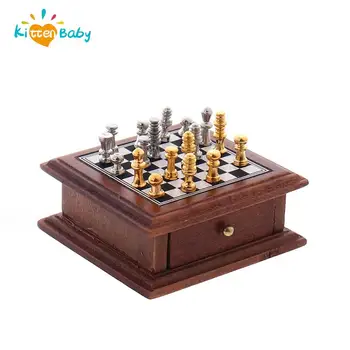 1:12 Domček Pre Bábiky Miniatúrne Šachovnicu Úložný Box Set Mini Nábytok Domček Pre Bábiky Príslušenstvo Hračky