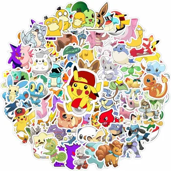 Nový Pokemon Nálepky Anime Pikachu Bulbasaur Charmander Squirtle Dekor Nepremokavé Batožiny Telefón Cartoon Odtlačkový Deti Narodeninám