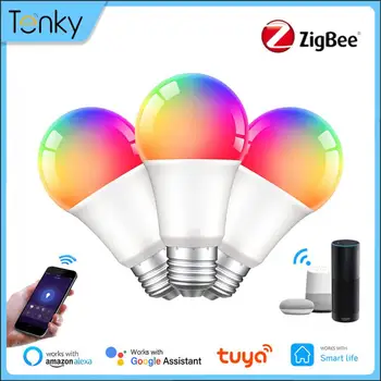 Tuya Zigbee Smart Žiarovky RGBCW 9W Farbu Meniace LED Svetlo E27 110V 220V Inteligentný Život APLIKÁCIE Kompatibilné Alexa Domovská stránka Google