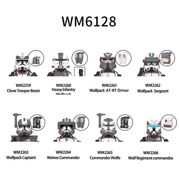 WM6128 Stavebné Bloky 8pcs/set Wolf Pluku Commandos Tehla Pechoty Wolfpack Obrázok Veliteľ Wolfe mini Montáž Hračky
