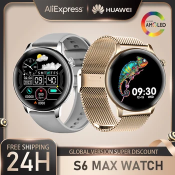 Huawei S6 MAX Smartwatch Amoled HD Displej, NFC Kompas GPS Ženy Bluetooth Fitness Tracker Nepremokavé Športové Hodinky pre Mužov Xiao