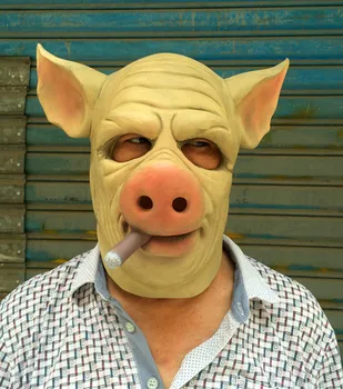 Vtipné Fajčenie Ošípaných Maska Latexová Pighead Horor Cosplay Strašidelné Halloween Anonymné Celotvárová Maska Pre Človeka Fantázie Patry Karneval Prop