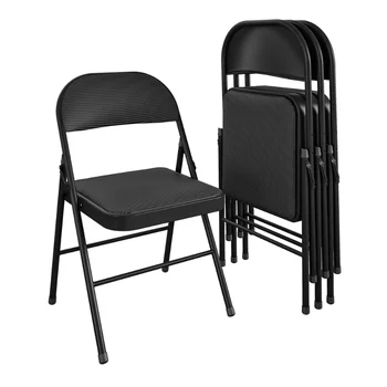 Opôr Textílie Čalúnená Skladacie Stoličky, Black, 4 Počítať vonkajší stoličky záhradné lavice stoličky