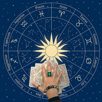 Divinations Karty Obrus Gobelín 12 Súhvezdí Tarot Karty Obrus Astrológia, Tarot Čiar Palube Handričkou