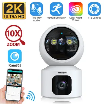 4MP Duálny Objektív WIFI IP Kamera 10X Zoom Baby Monitor Automatické Sledovanie Home Security PTZ Kamery, obojsmerné Audio iCam365