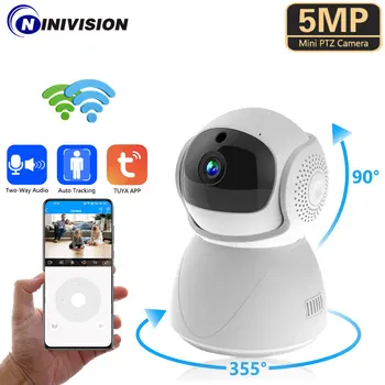 5MP Tuya Smart Mini PTZ WiFi IP Kamera IPrivate Režim Vnútorné Zabezpečenia Bezdrôtovej Domácej CCTV Kamera 2MP Auto Tracking