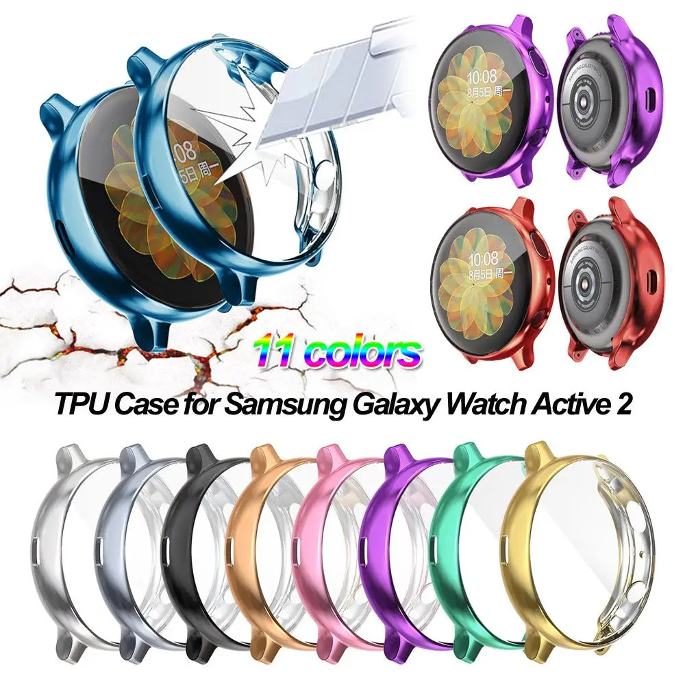 Puzdro pre Samsung Galaxy Sledovať Aktívny 2 44 mm 40 mm Plné Pokrytie Nárazníka Prípade Electroplate TPU Ochranný Kryt Screen Protector . ' - ' . 0