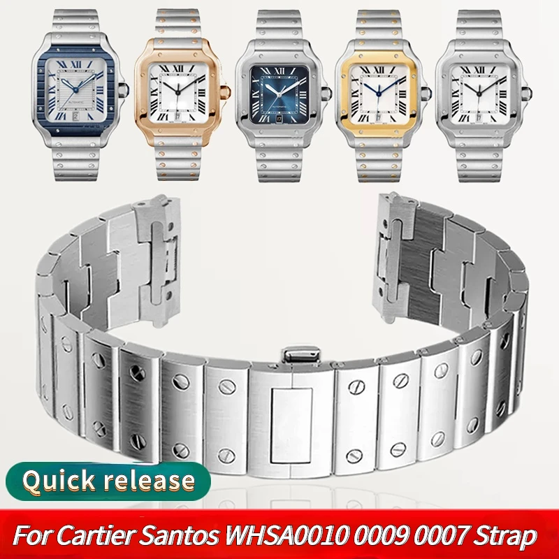 Vysoká kvalita Rýchle uvoľnenie hodinky remienok muži 21 mm Pre Cartier Santos WHSA0010 WHSA0009 WHSA0007 Nerezovej ocele náramok watchband . ' - ' . 0