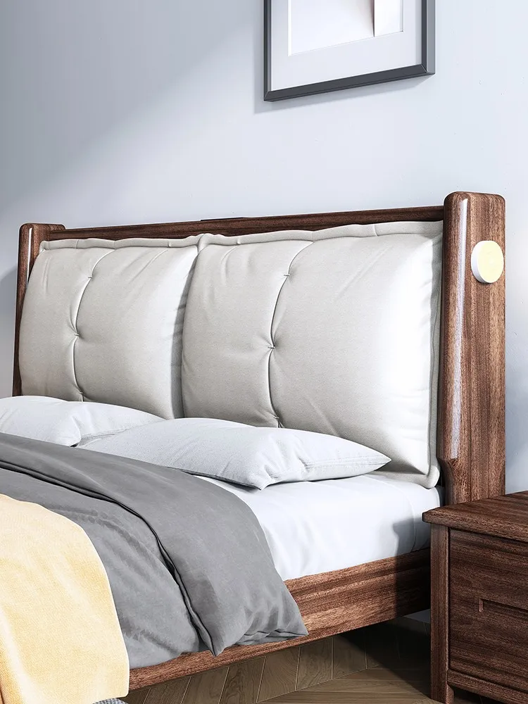 Veľká mäkká posteľ orech 2 m × 220 veľké dvojité svetlo luxusné moderné jednoduché spálňa skladovanie Čínsky masívneho dreva posteľ . ' - ' . 0