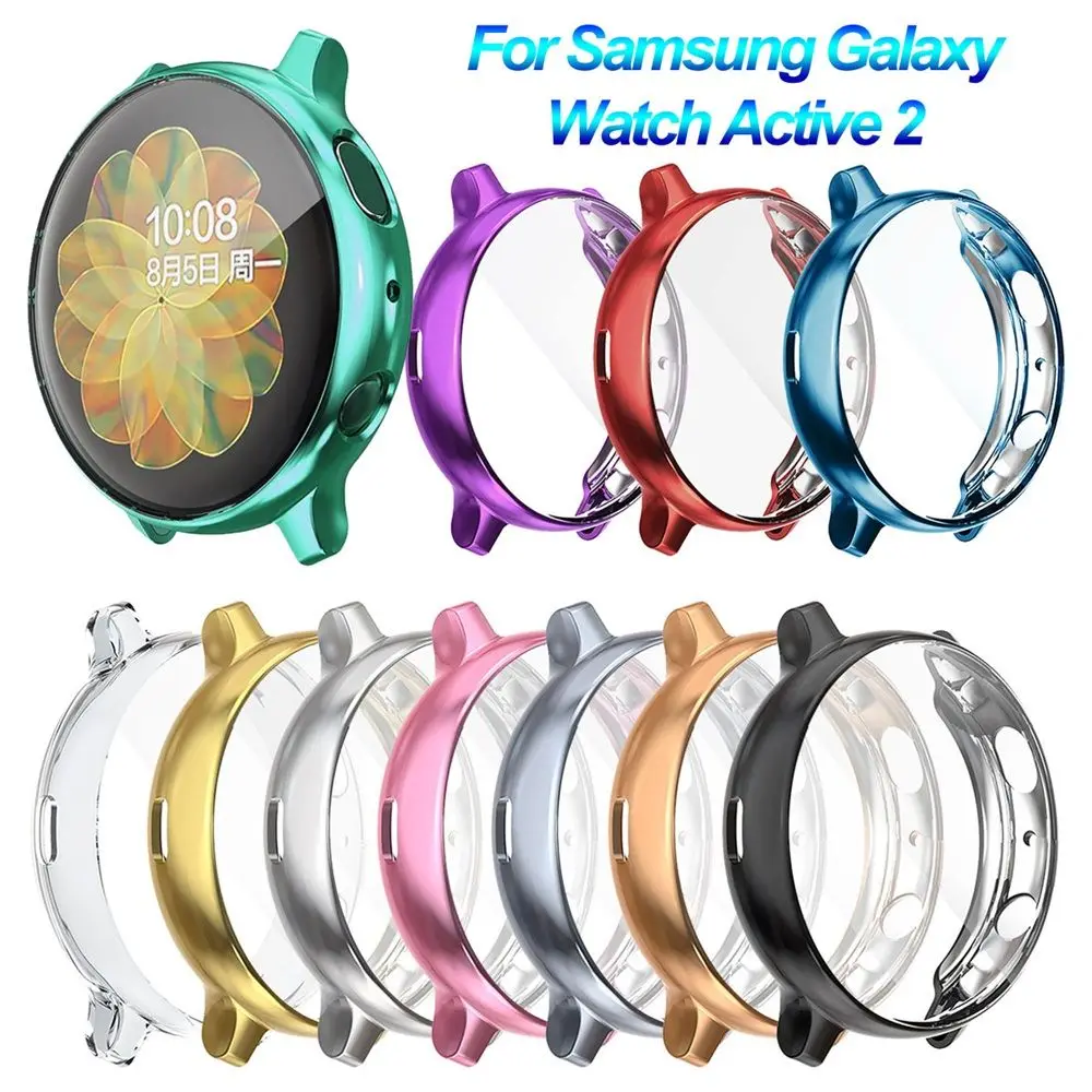 Puzdro pre Samsung Galaxy Sledovať Aktívny 2 44 mm 40 mm Plné Pokrytie Nárazníka Prípade Electroplate TPU Ochranný Kryt Screen Protector . ' - ' . 1