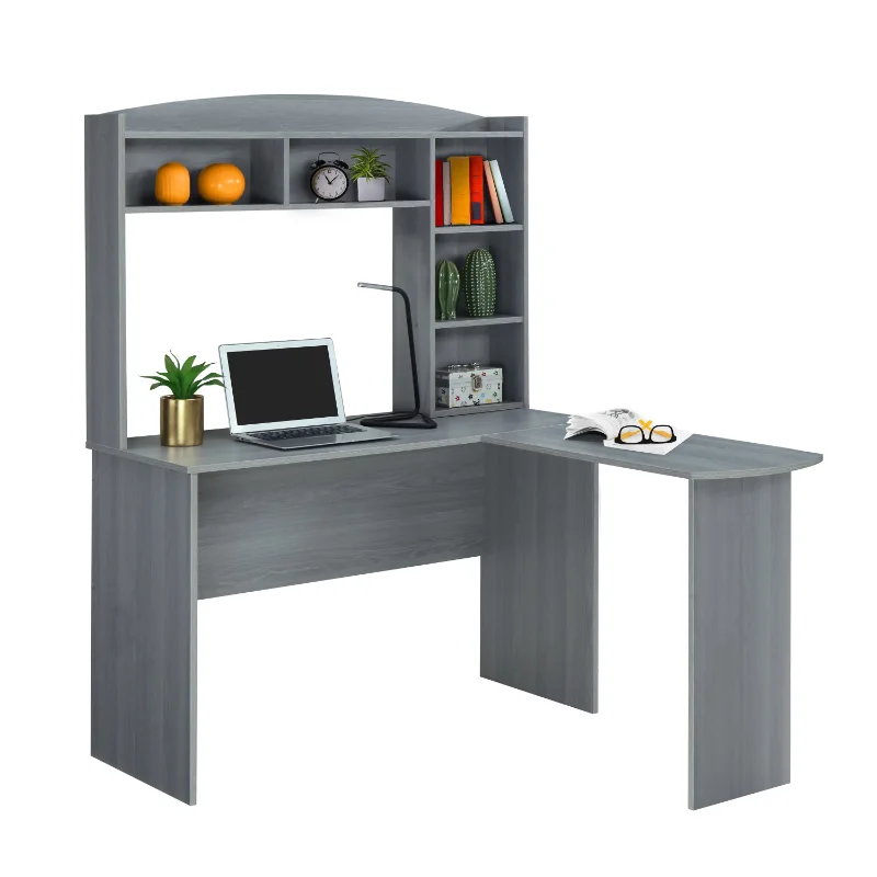 Moderné L-Tvaru Stôl s Hutch, Šedá kancelársky nábytok stolný počítač . ' - ' . 1