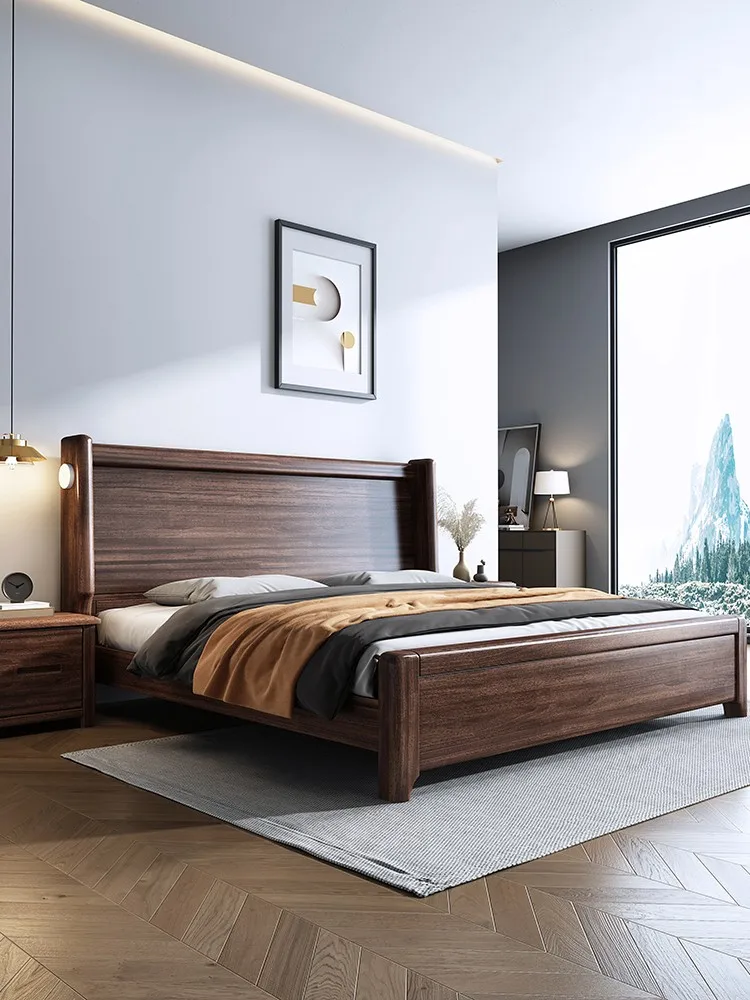 Veľká mäkká posteľ orech 2 m × 220 veľké dvojité svetlo luxusné moderné jednoduché spálňa skladovanie Čínsky masívneho dreva posteľ . ' - ' . 2