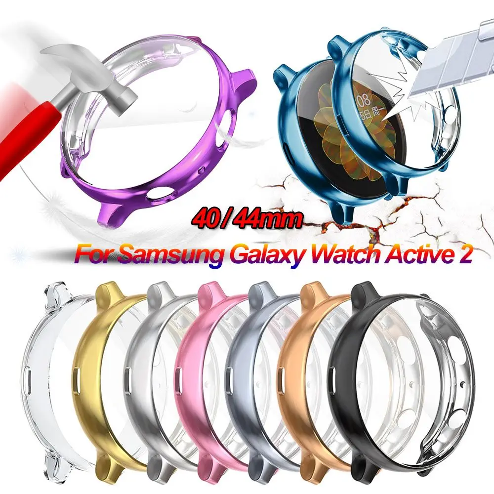 Puzdro pre Samsung Galaxy Sledovať Aktívny 2 44 mm 40 mm Plné Pokrytie Nárazníka Prípade Electroplate TPU Ochranný Kryt Screen Protector . ' - ' . 3