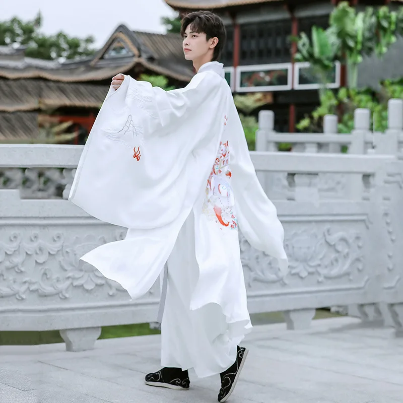 Pôvodný Biely Hanfu Ženy Muži Staré Čínske Tradičné Šaty V Štýle Výšivky Wei-Jin Dynastie Veľký Kabát Pár Nosiť Kostým . ' - ' . 3