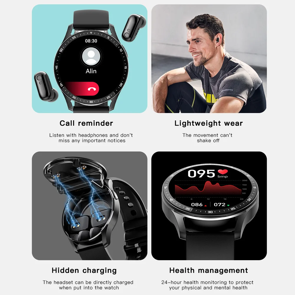 Nové X7 Headset Smart Hodinky TWS Dva V Jednom Bezdrôtová Dual Headset Hovor Zdravie Krvný Tlak Šport, Hudba Smartwatch Hot . ' - ' . 3