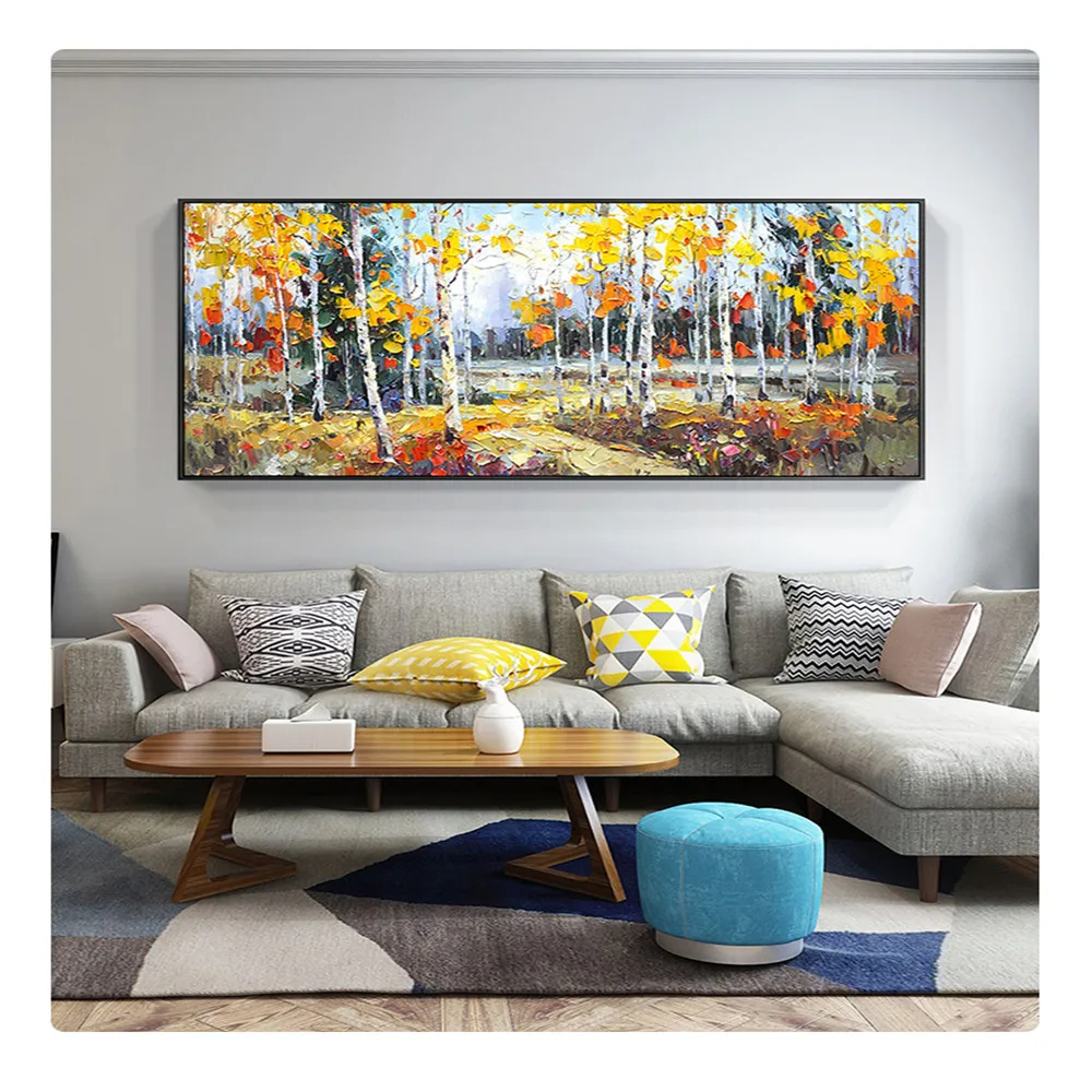 Najpredávanejšie 100% Ručne Maľované Moderné Olejomalieb Severských Lesov Breza Baldachýn Domova Maľovanie Obývacia Izba, Veranda Wall Art . ' - ' . 4